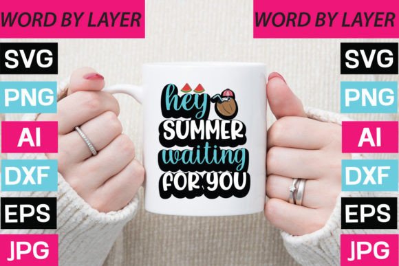 Hey Summer Waiting for You Sticker Design: Graphics and Crafts