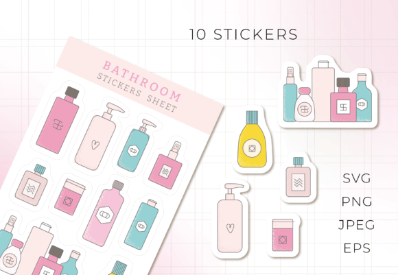 Stickers Sheet BATHROOM: Graphics for Crafts