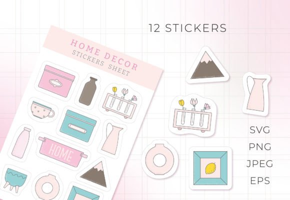 Stickers Sheet HOME DECOR Svg for Crafts and Graphics