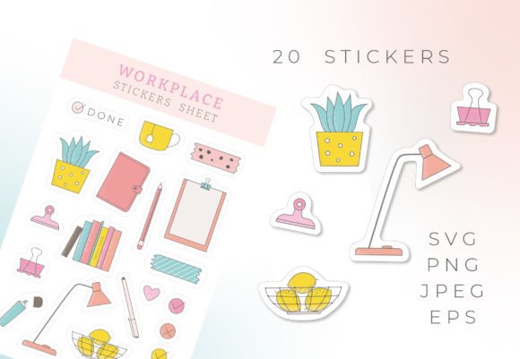 Stickers Sheet WORKPLACE SVG: Graphics & Crafts Made Simple
